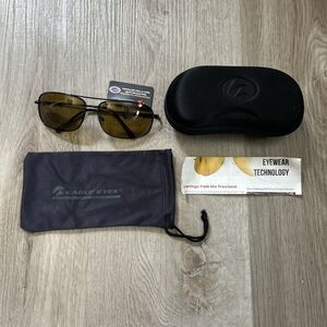 Eagle Eyes Navigator Sunglasses 14101 Amber Trilenium Black Frame w/ Case NEW